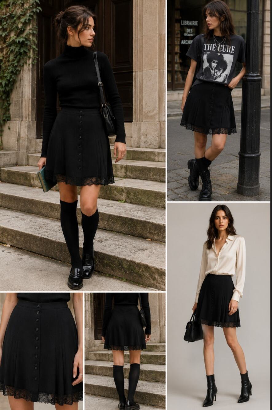 Moschino Cheap and Chic Authentic Academy School Girl Grunge Emo Button Up Skirt